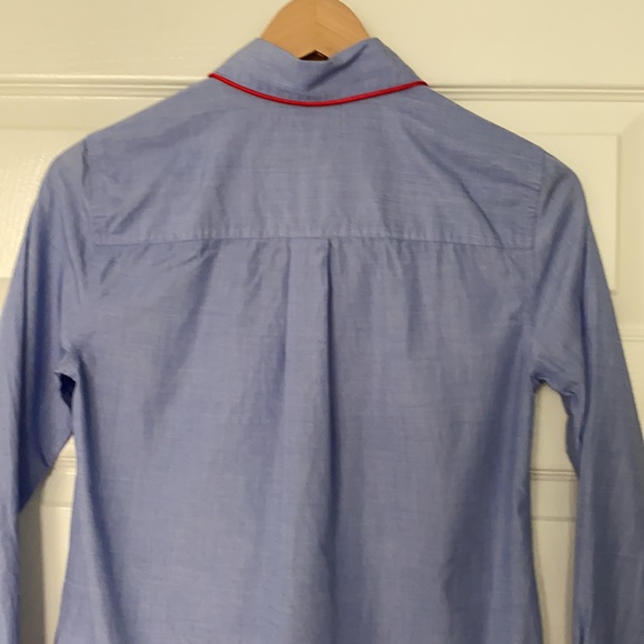 J. Crew Button Down Pajama Style Shirt with Tipping Size 0 - Picture 6 of 9